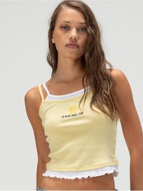 Le Soleil Social Club Yellow Layered Tank Top Size XXL